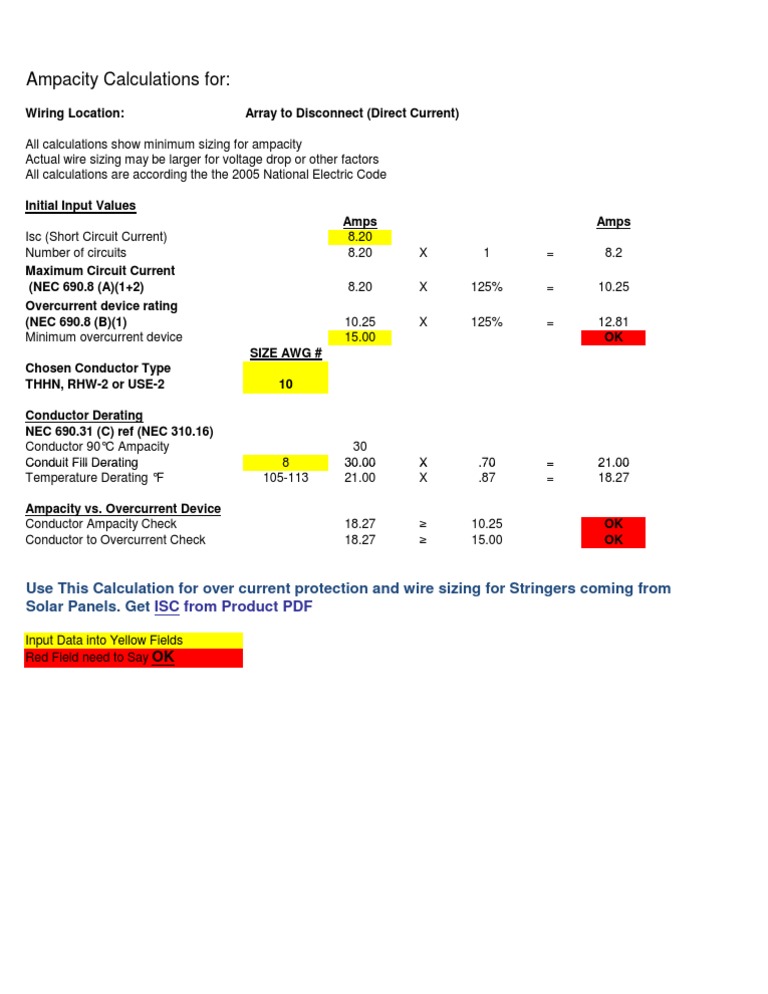 Ampacity Calculations For:: ISC From Product PDF | PDF
