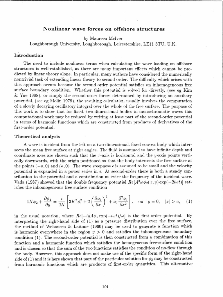 Nonlinear Wave Forces On Offshore Structures | PDF | Foreign Language ...