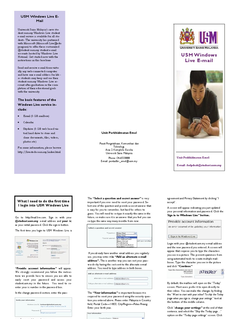 USM Student Email Setup Guide | PDF | Email Address | Password