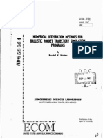 Numerical Integration Methods For Ballistic Rocket Trajectory Simulation Programs