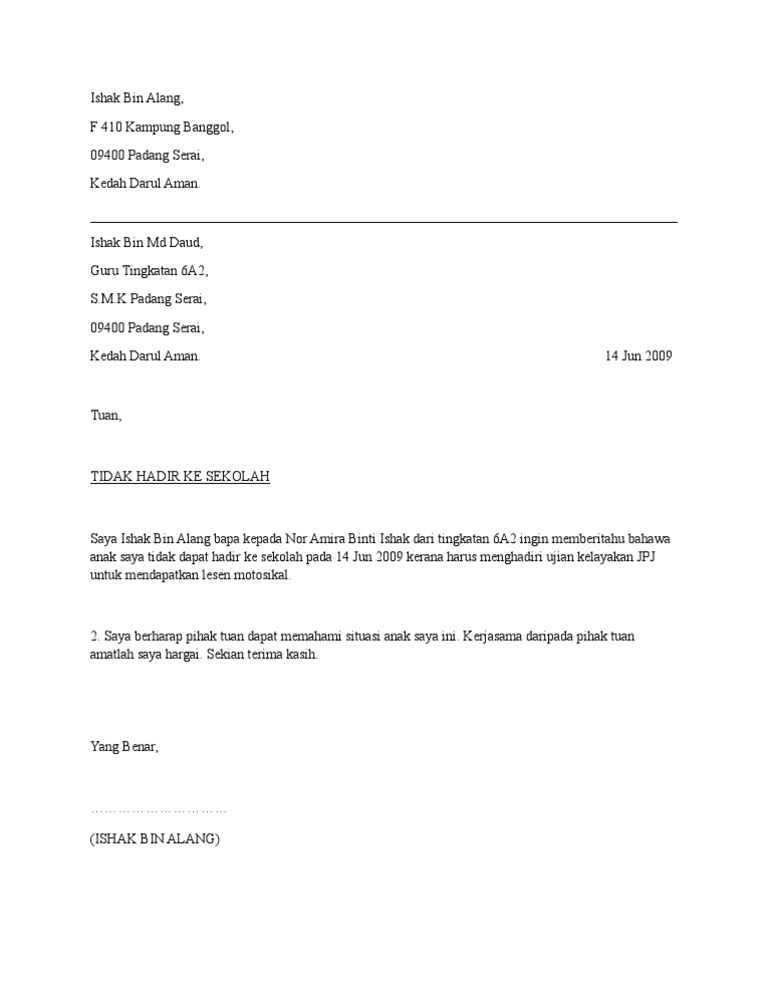 Download 75+ Contoh Surat Surat Izin Cuti Sekolah Terbaik Gratis