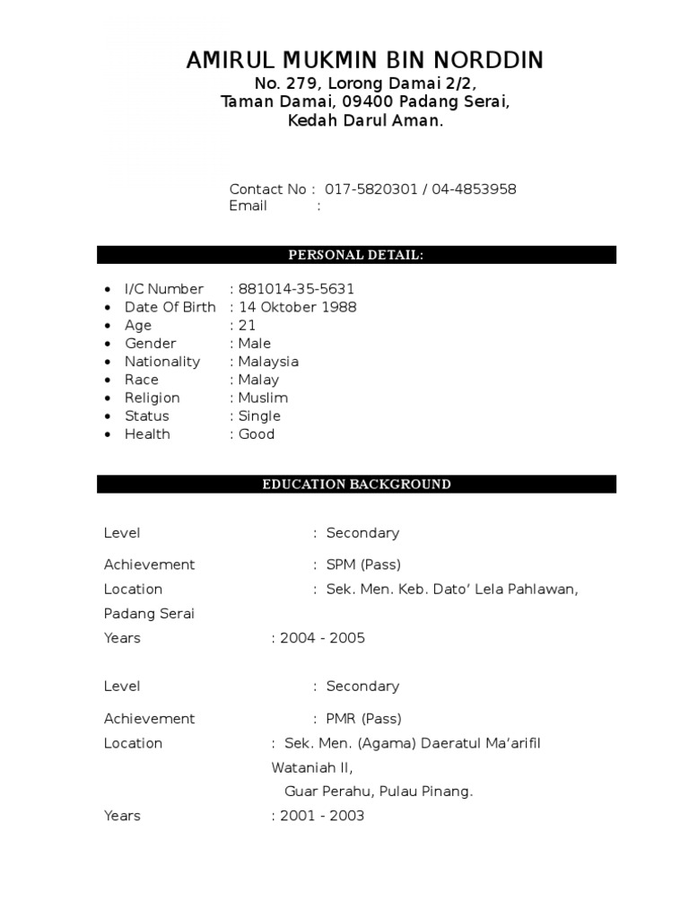 Contoh resume english