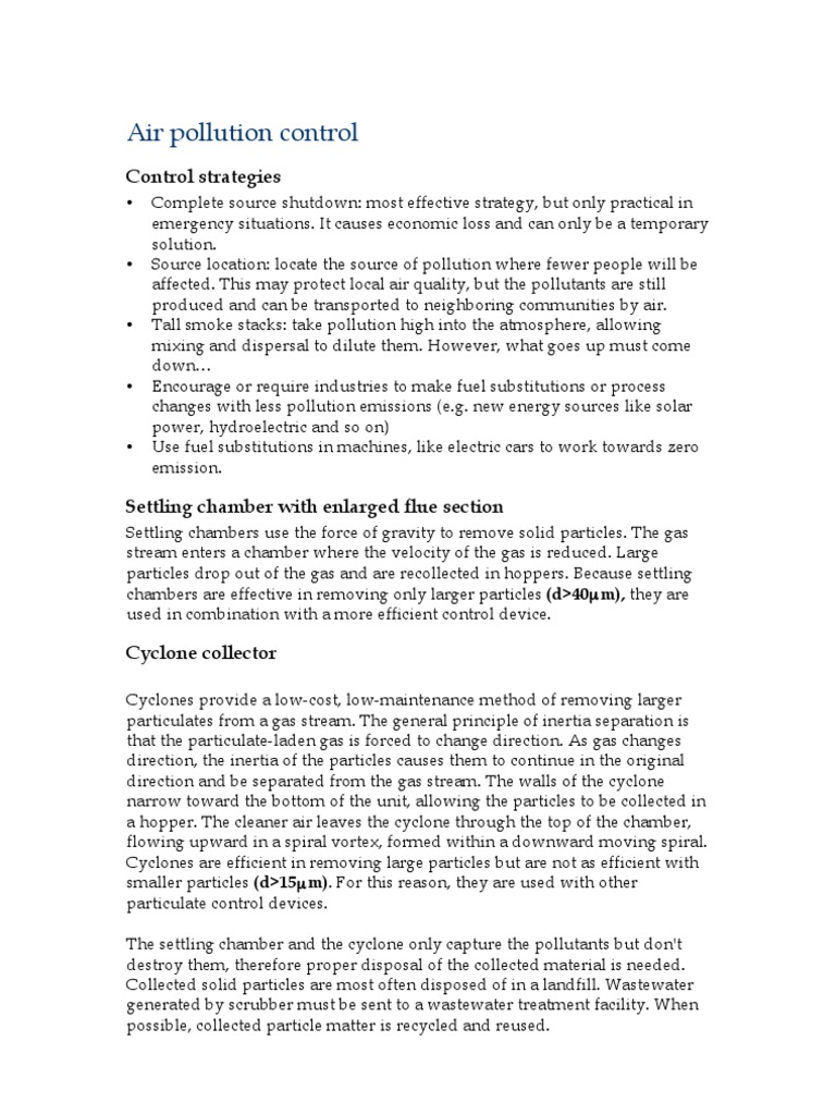 Air Pollution Control Strategies | PDF | Chemical Engineering ...