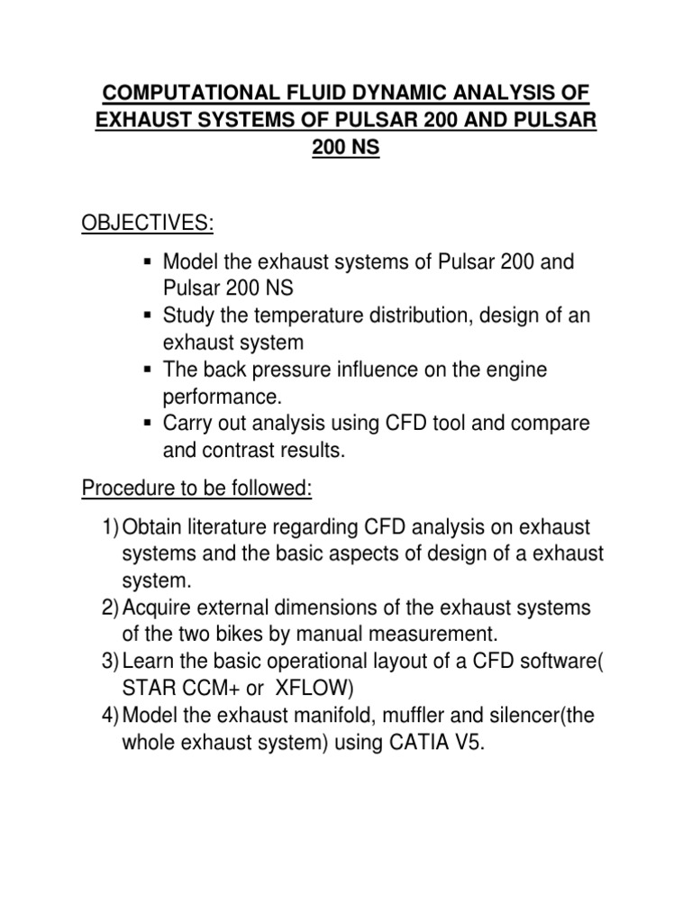 Computational Fluid Dynamic Analysis of Exhaust Systems of Pulsar 200 ...