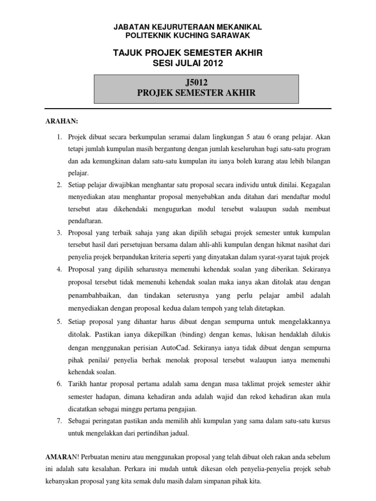 Tajuk Projek Semester Depan1 Pdf