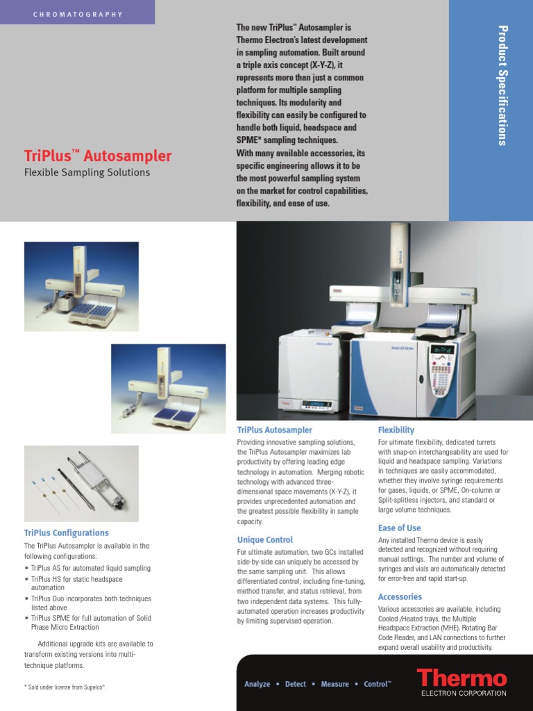 GC Autosampler - TriPlus Data Sheet | PDF | Gas Chromatography | Chemistry