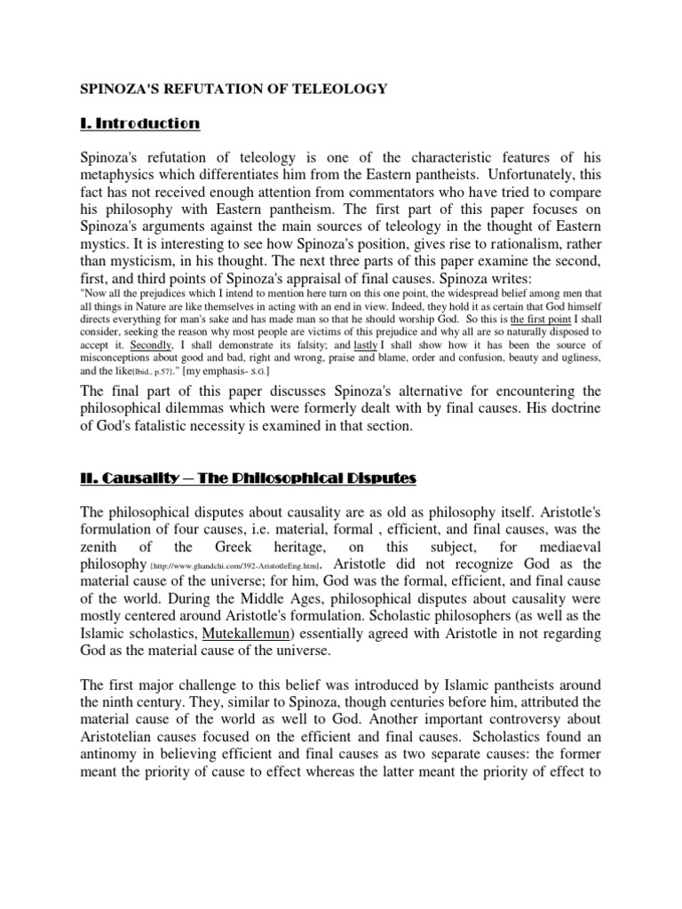 Baruch Spinoza English Pantheism Causality