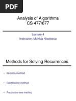 Analysis of Algorithms CS 477/677: Instructor: Monica Nicolescu