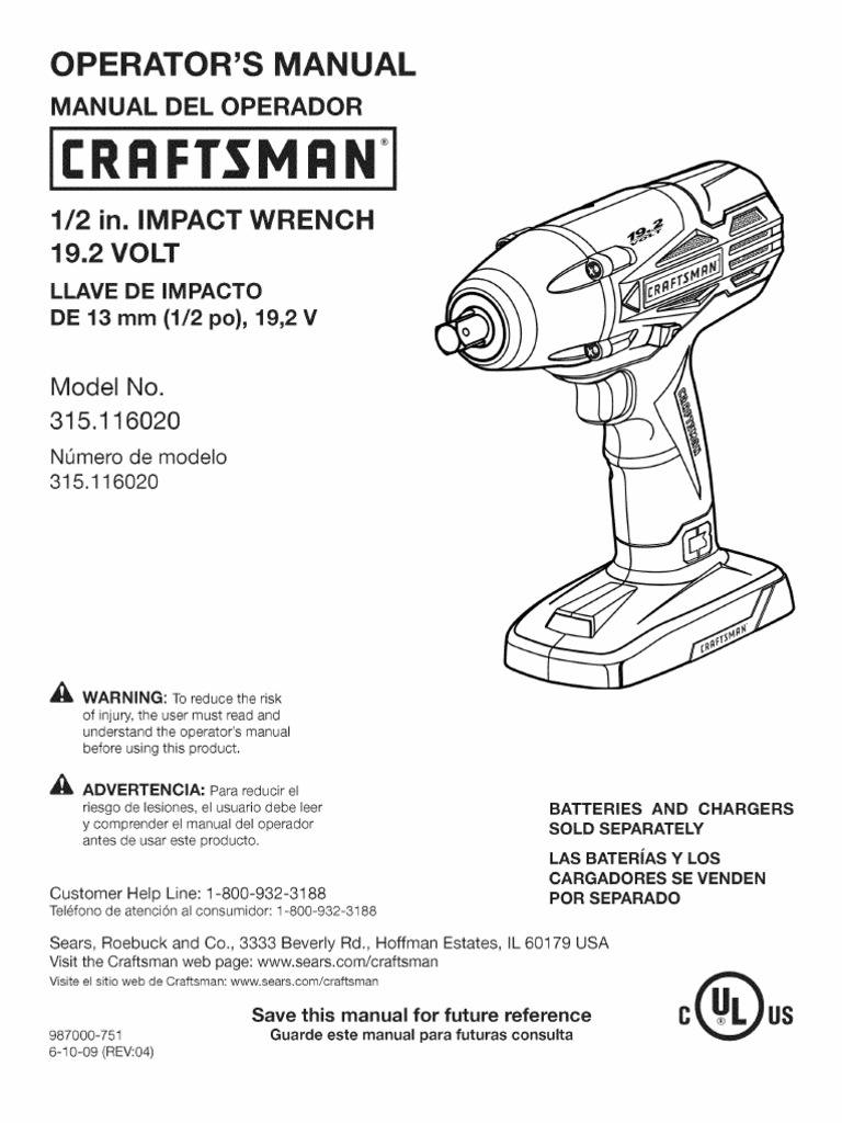 Craftsman C3 Impact Wrench PDF Batería (electricidad) Tuerca