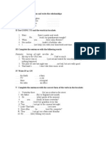 Relationships, tenses, prepositions, irregular verbs