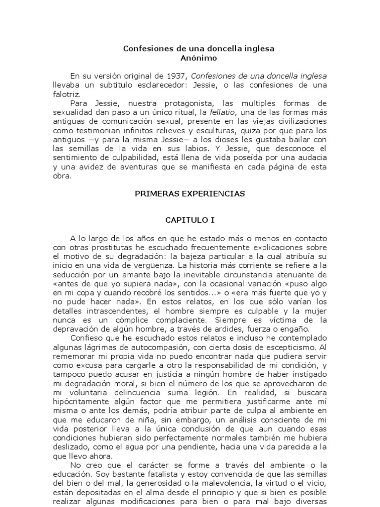 Anon Confesiones de Una Doncella Inglesa PDF Masturbación Desnudez