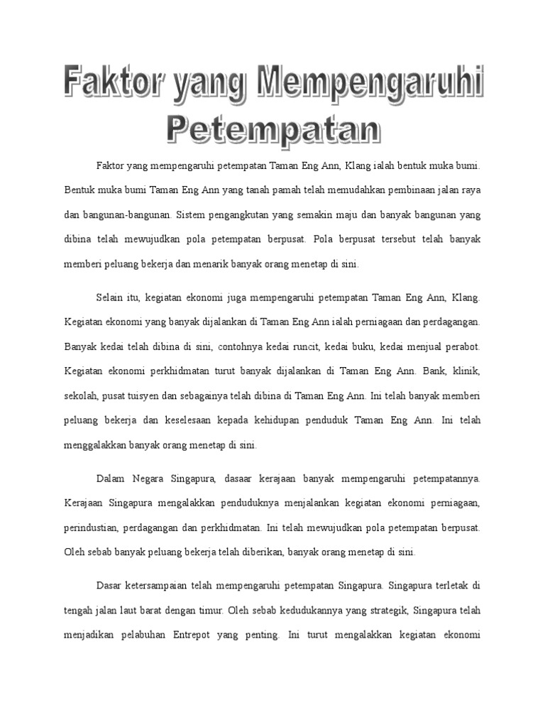 Faktor Yang Mempengaruhi Petempatan Pdf