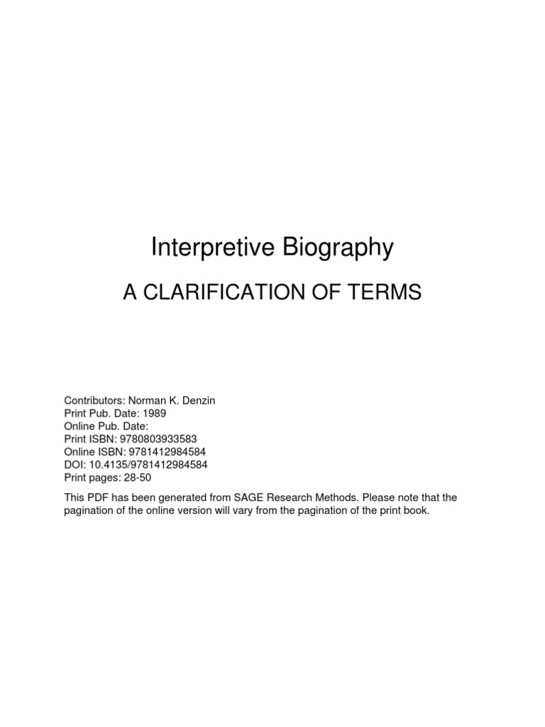 Denzin Cap 2 A Clarification of Terms PDF Biography Sociology