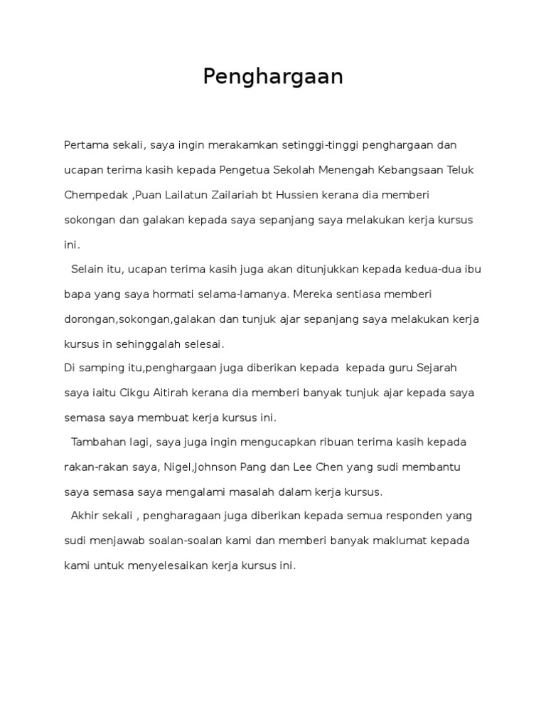 Contoh Assignment Penghargaan - Contoh 36