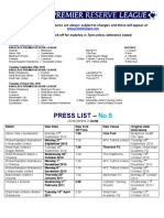 Press List - : Please Be Aware That Fixtures Are Always Subject To Changes and These Will Appear at