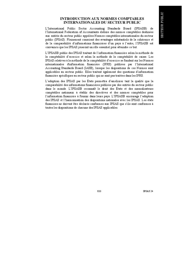 IPSAS 24 : Présentation Budgétaire | PDF | Normes internationales d ...