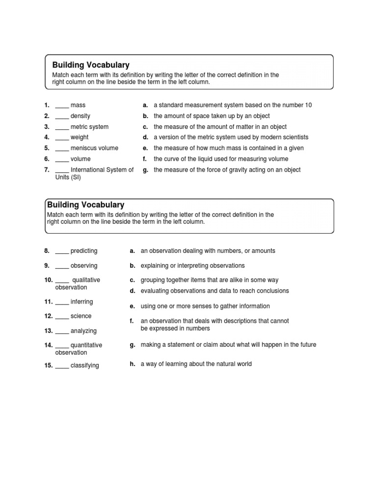 Ch1 Building Vocabulary WS | PDF