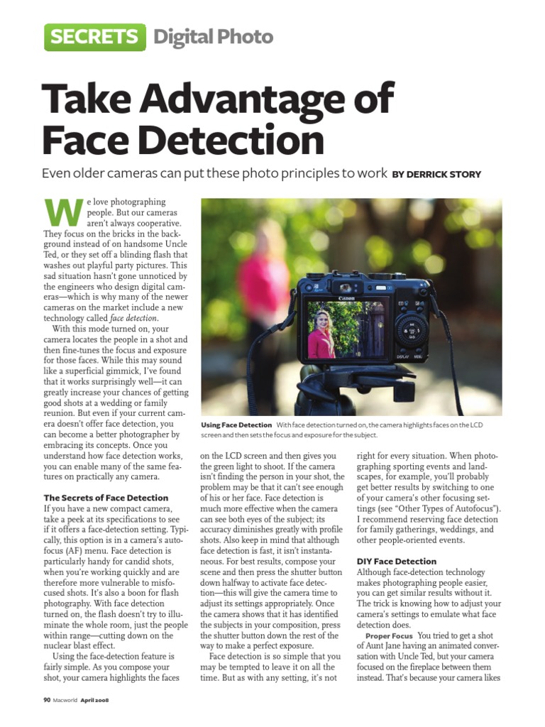 Mastering Face Detection in Photography | PDF | Autofocus | Flash ...