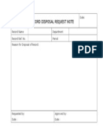 FMR10 Record Disposal Request Note