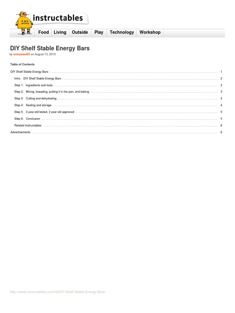 Make Your Own Shelf Stable Energy Bars PDF Cookware And Bakeware