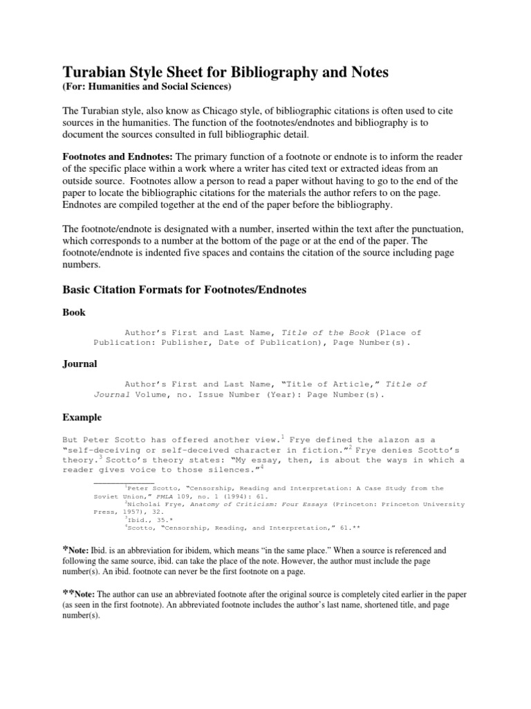 Turabian Footnotes and Endnotes Guide | PDF | Note (Typography) | Citation