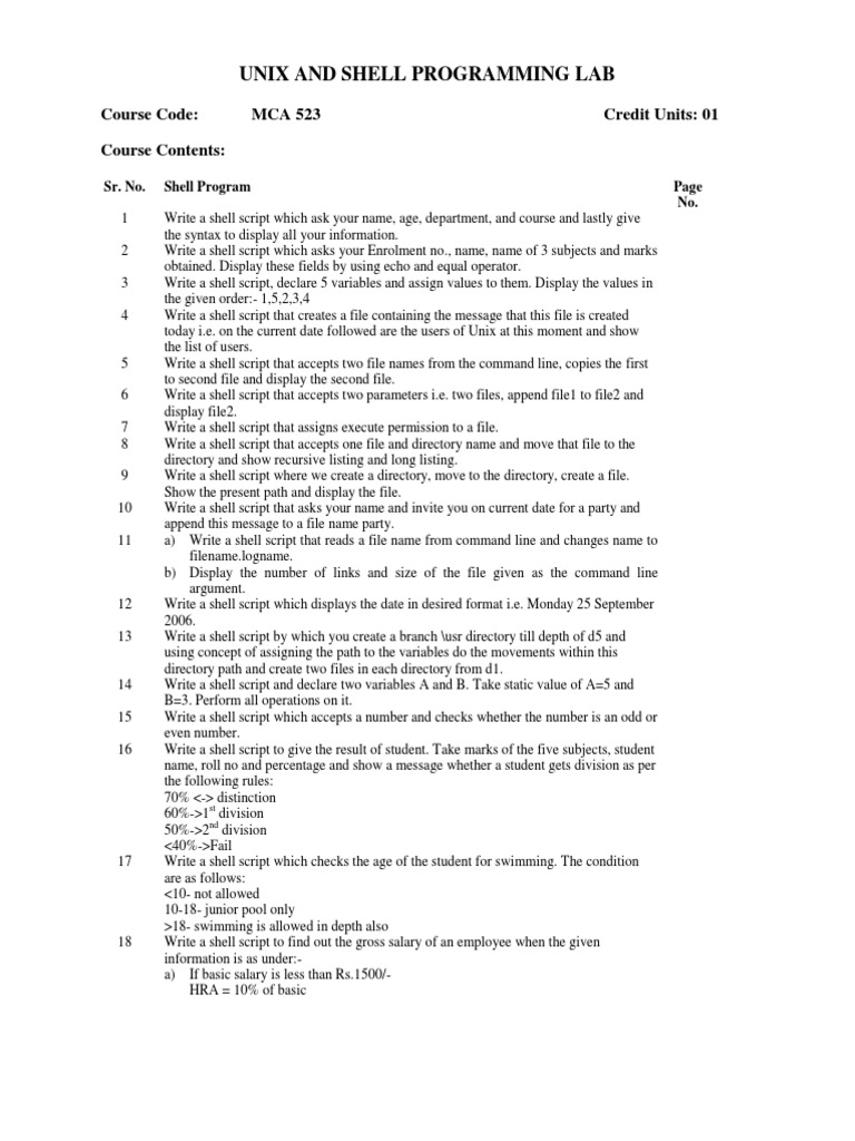 Unix and Shell Programming Lab | PDF | Command Line Interface | String ...