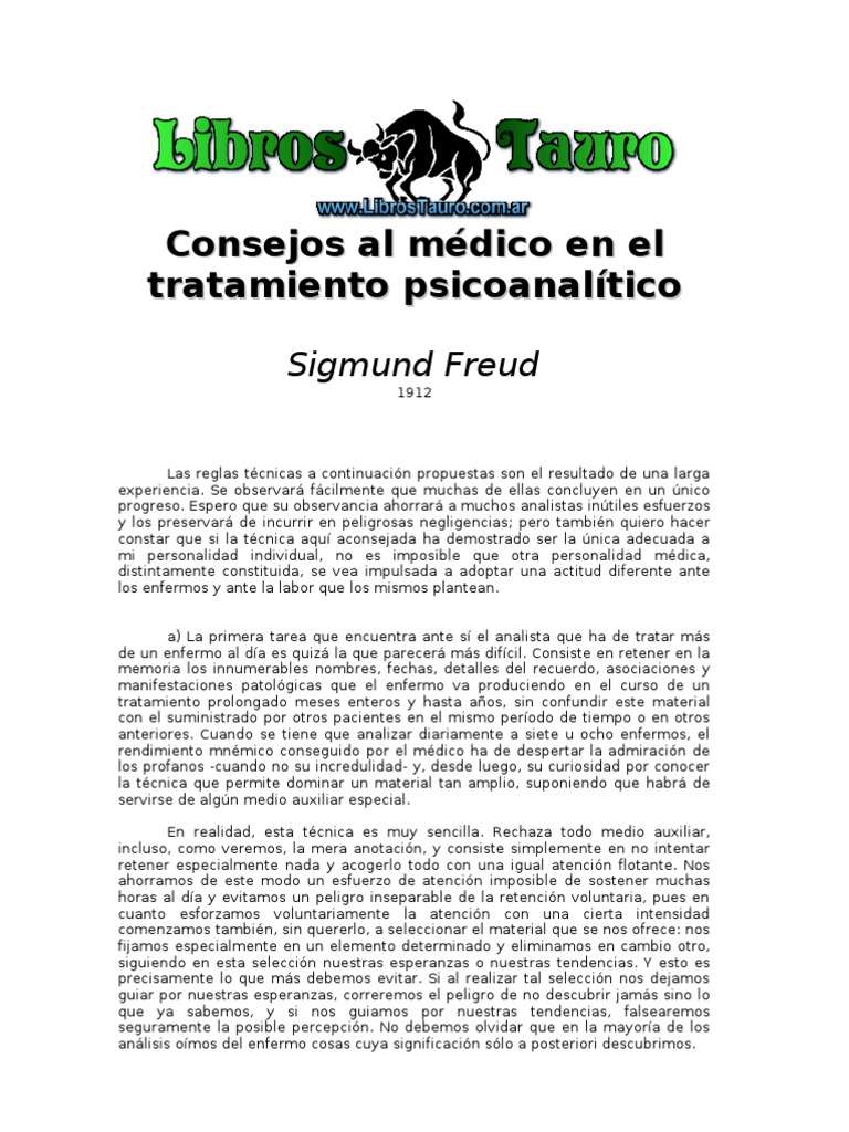 Freud, Sigmund Consejos Al Medico en