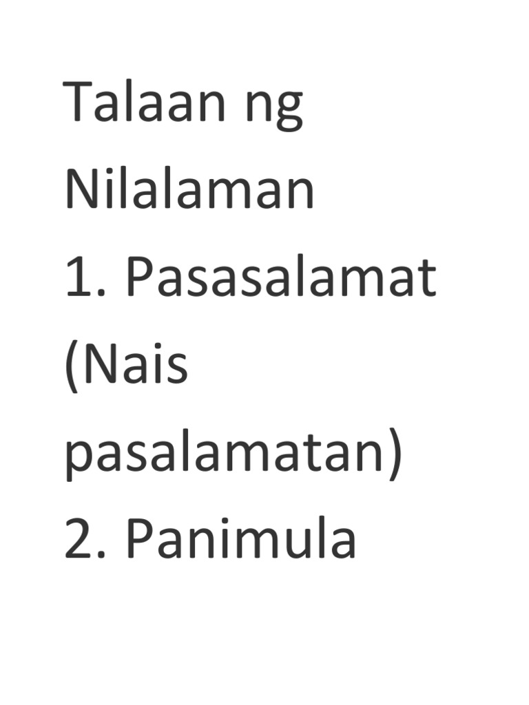 Talaan NG Nilalaman | PDF