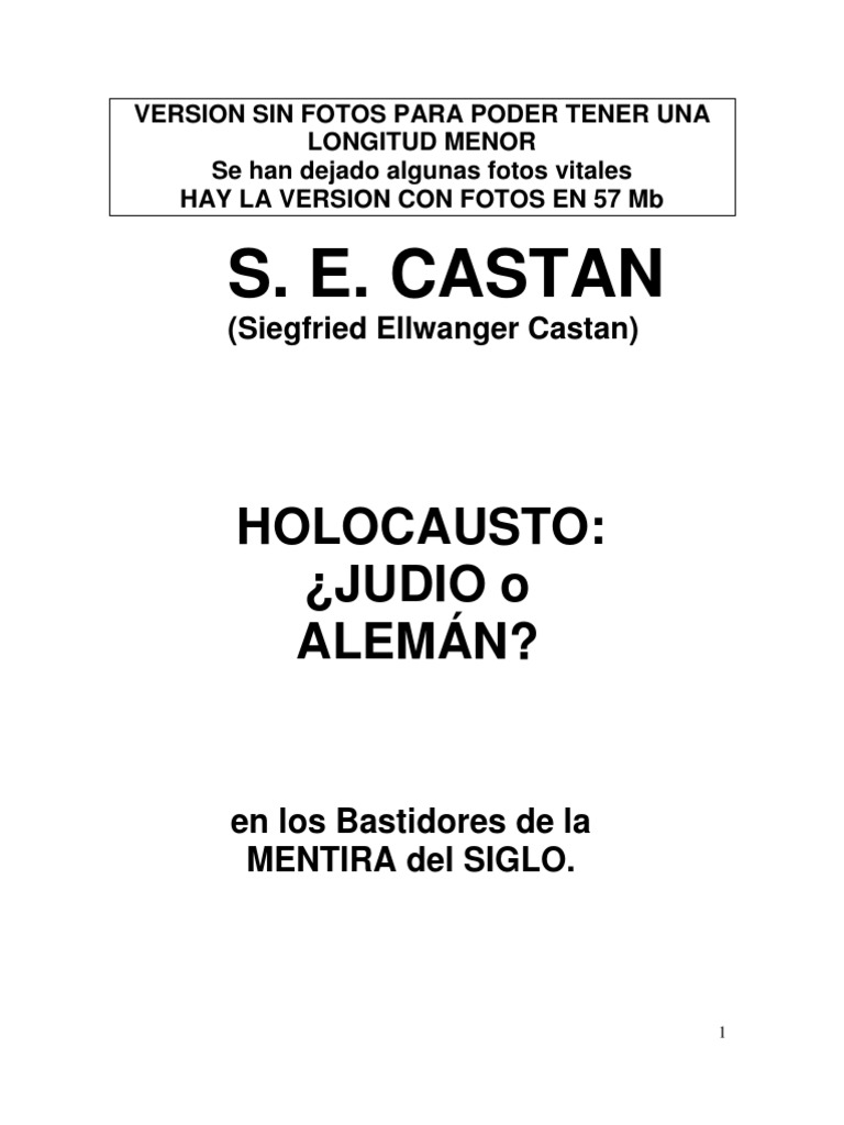 S E Castan - Holocausto, Judio o Alemán, PDF, nazismo