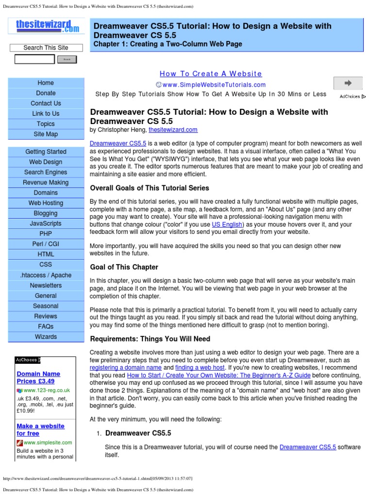 Dreamweaver CS5 5 Tutorial How To Design A Website With Dreamweaver
