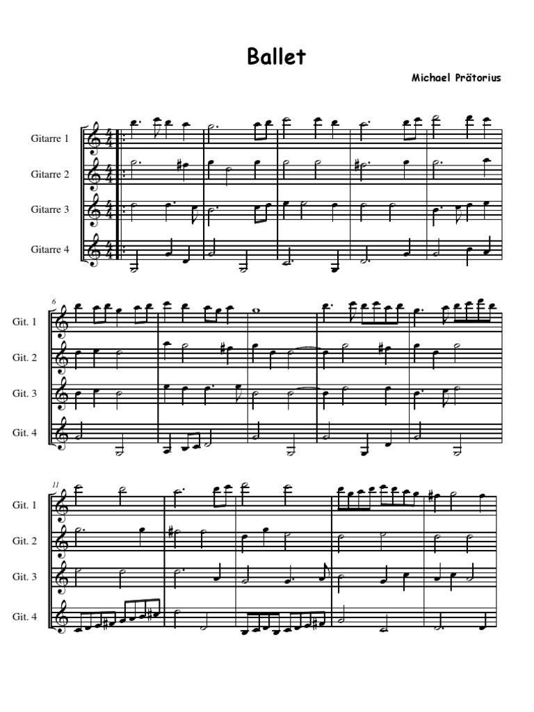 Praetorius-Ballet-guitar Quartet-Score | PDF
