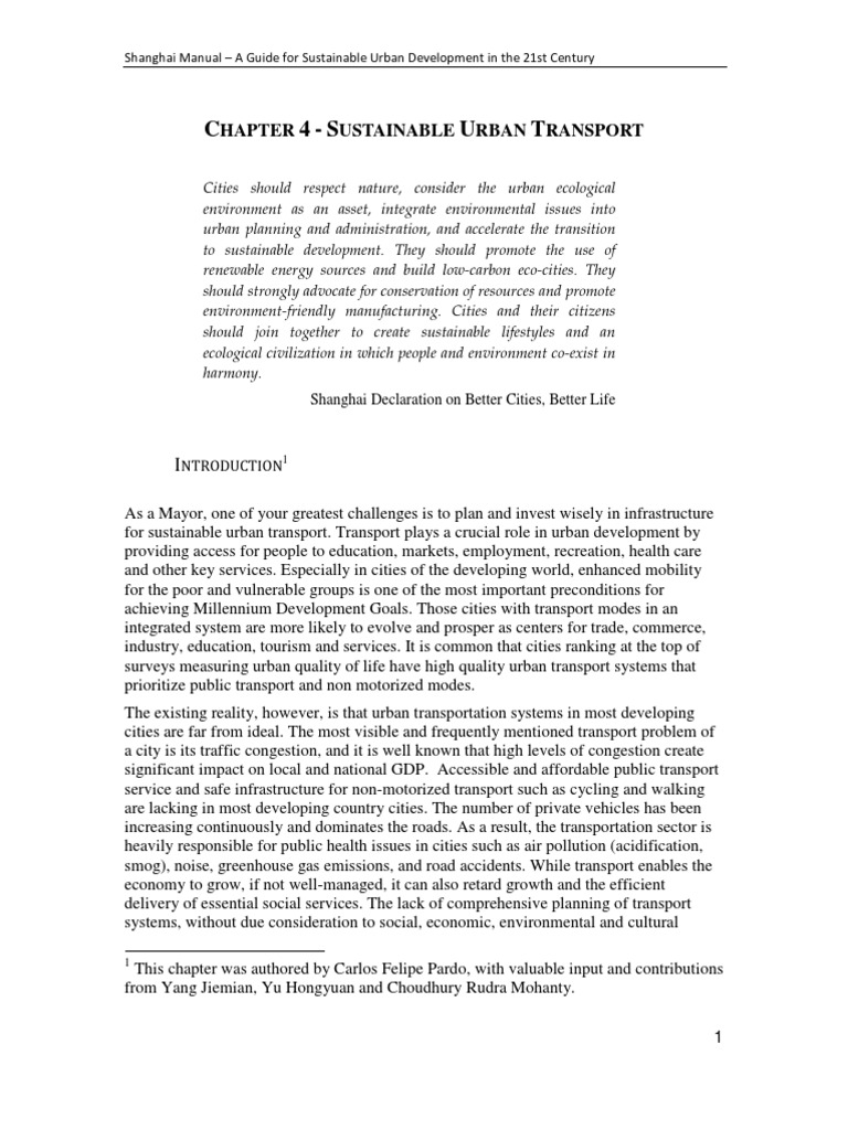 Chapter 4 - Sustainable Urban Transport | PDF | Business