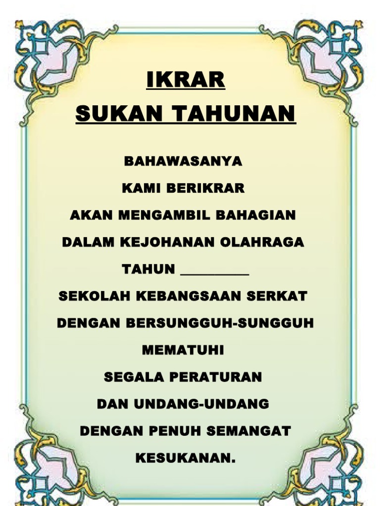 Ikrar Sukan Tahunan Pdf