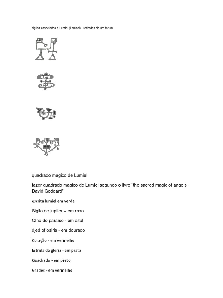 Sigilos e Quadrado Mágico de Lumiel | PDF, image size:768x1024