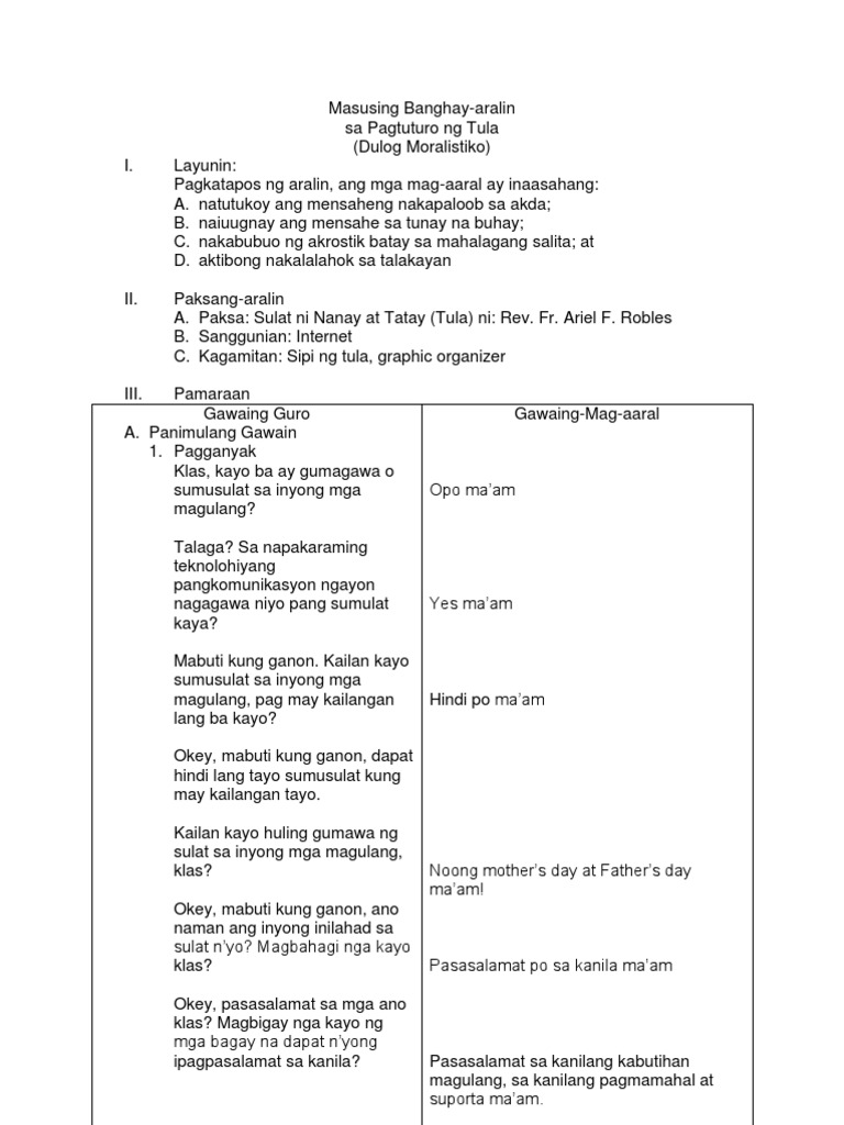 Masusing Banghay Aralin Sa Pagtuturo NG Wika  PDF