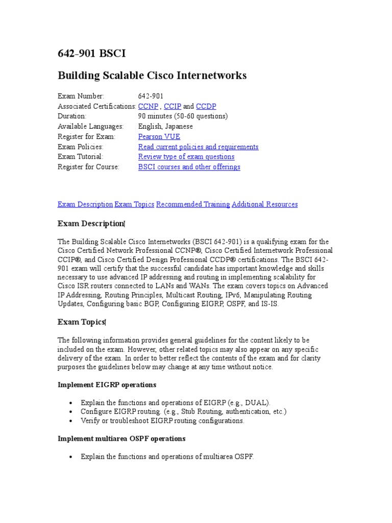 CCNP Routing Switching Syllabus PDF Cisco Certifications Computer