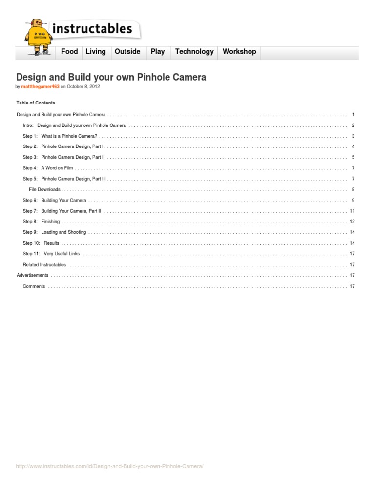 Design and Build Your Own Pinhole Camera | PDF | Aperture | Shutter Speed