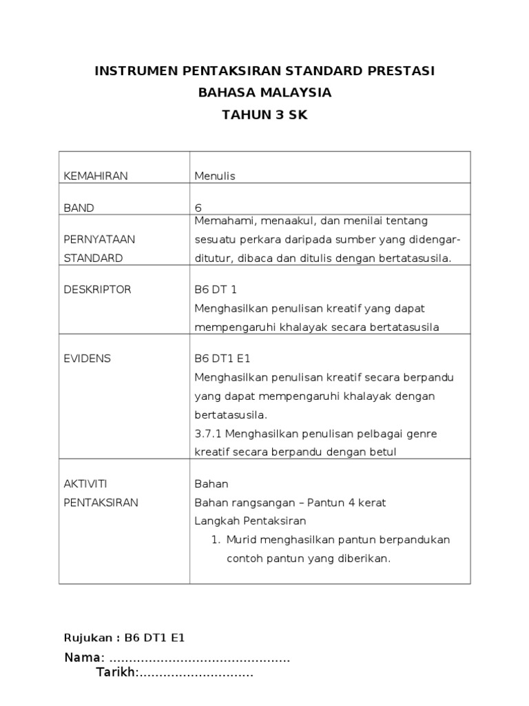 Contoh Instrumen Band 6 Bm