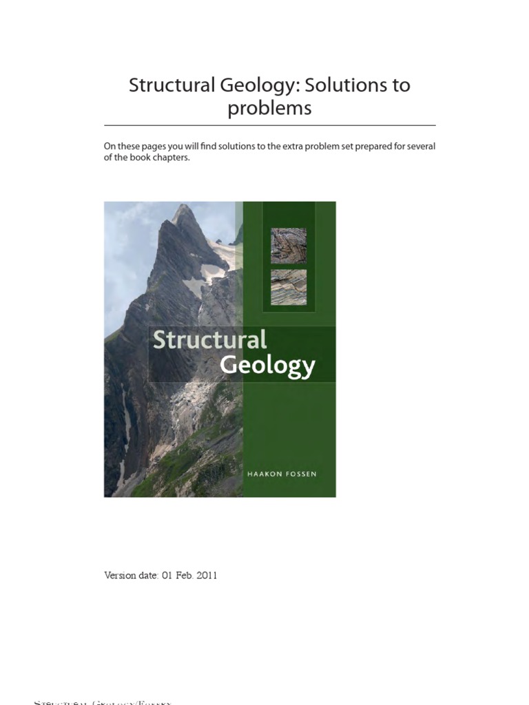 Solutions to Fossen Structural Geology Fault (Geology