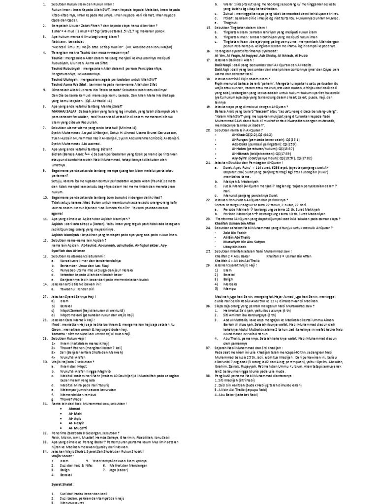 Soal Dirasah Islamiyah