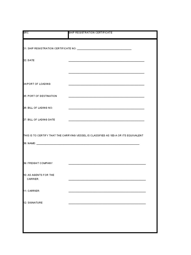 Ship Registration Certificate Template | PDF