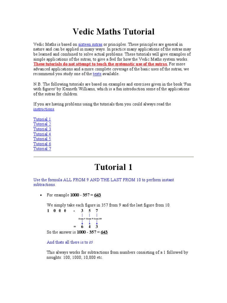 Math - Vedic Maths GoodTutorial | PDF