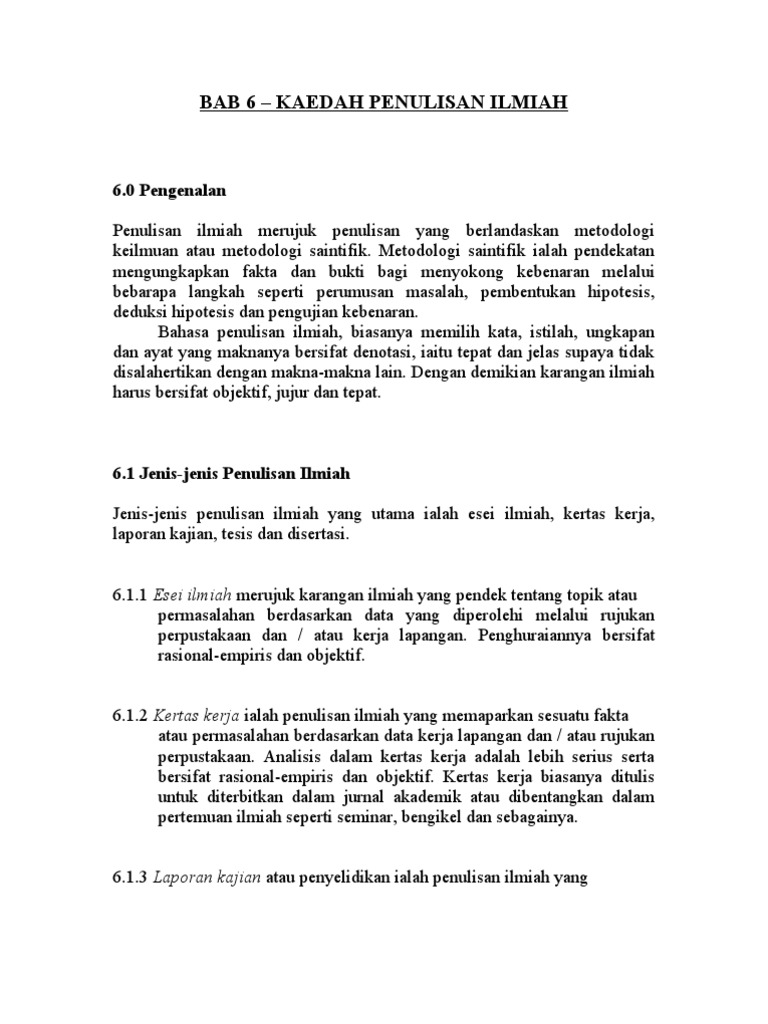 Bab 6 Kaedah Penulisan Ilmiah