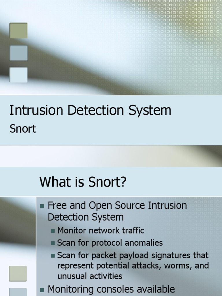 Snort Intrusion Detection System Overview | PDF