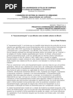 A haussmannização e sua difusão como modelo urbano no Brasil.