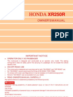 Honda XR250 R XR 250 Owners Maintenance Manual