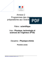 Programme Physique&Chimie PTSI 2013