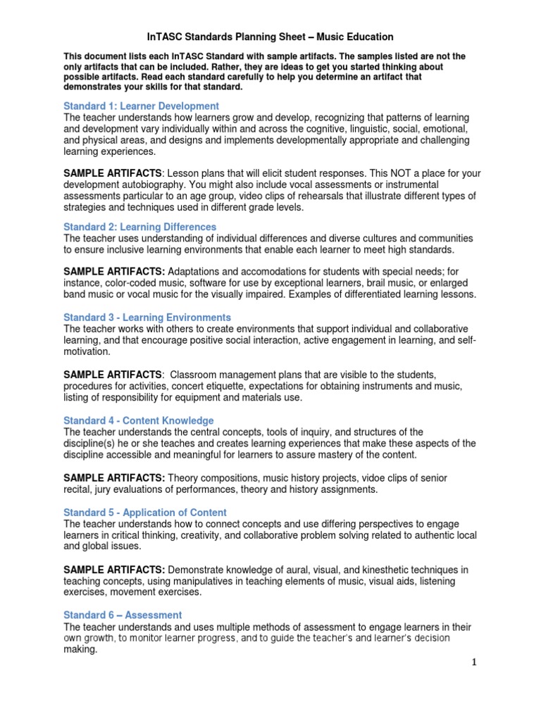 Music Educators' InTASC Guide | PDF | Educational Assessment ...