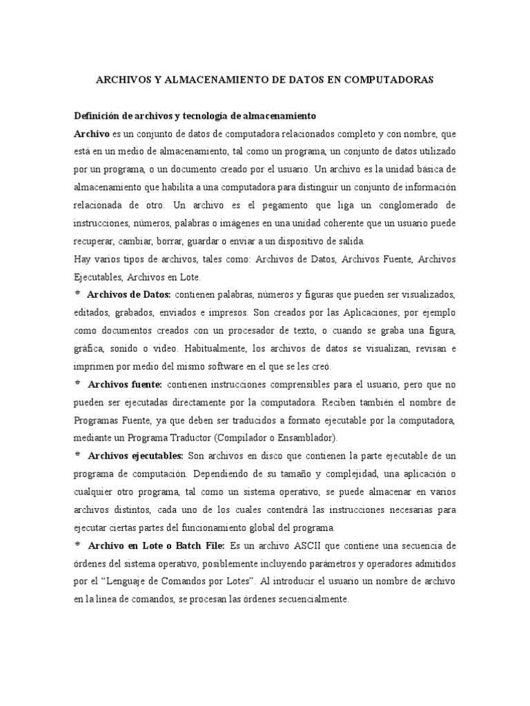 Almacenamiento de Datos en Computadoras | PDF | Dispositivo de ...