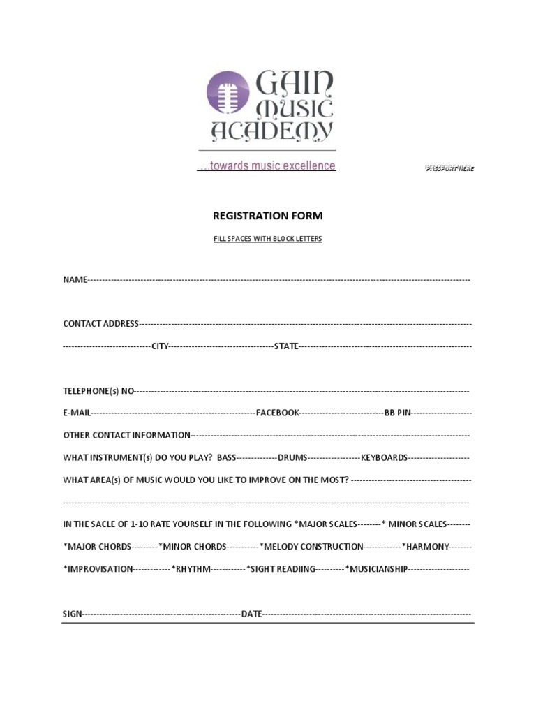 Registration Form: Fill Spaces With Block Letters | PDF